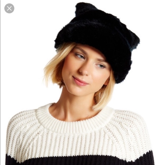 Kate Spade Faux Fur Cat Ear Hat 